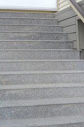 Photo of View of empty grey staircase outdoors, closeup