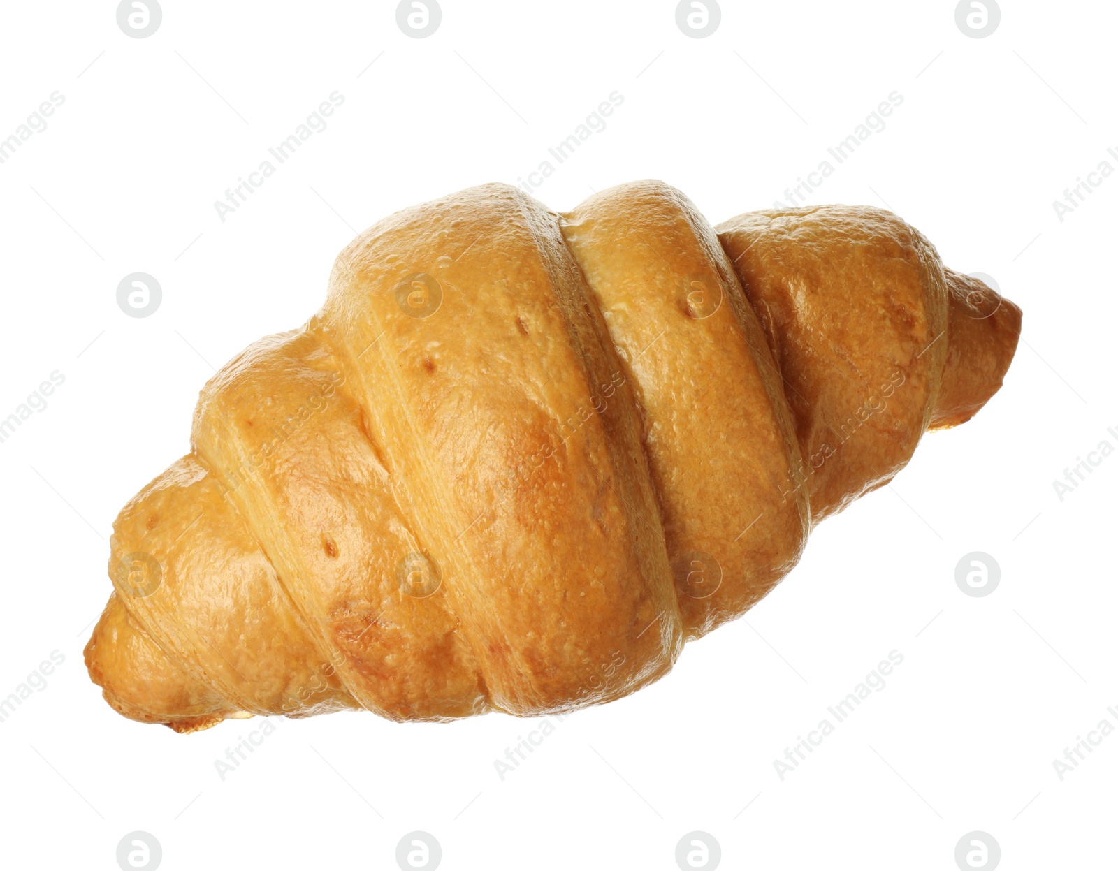 Photo of One delicious fresh croissant isolated on white