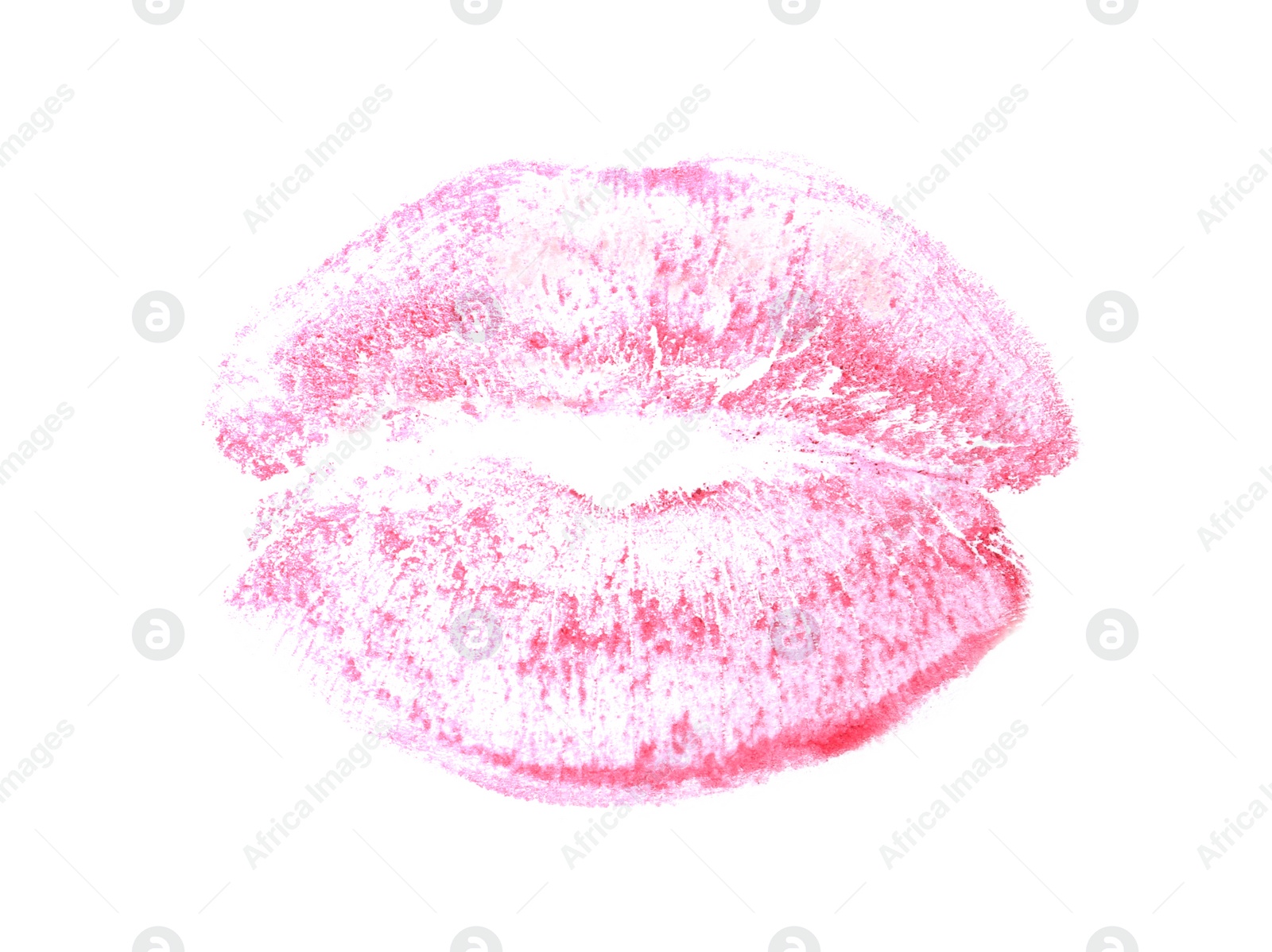 Photo of Pink lipstick kiss mark isolated on white