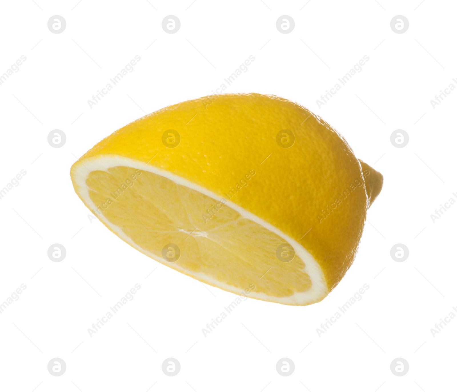 Photo of Fresh ripe lemon half isolated on white