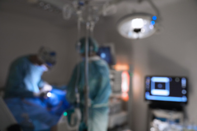 Blurred view of surgery room during operation