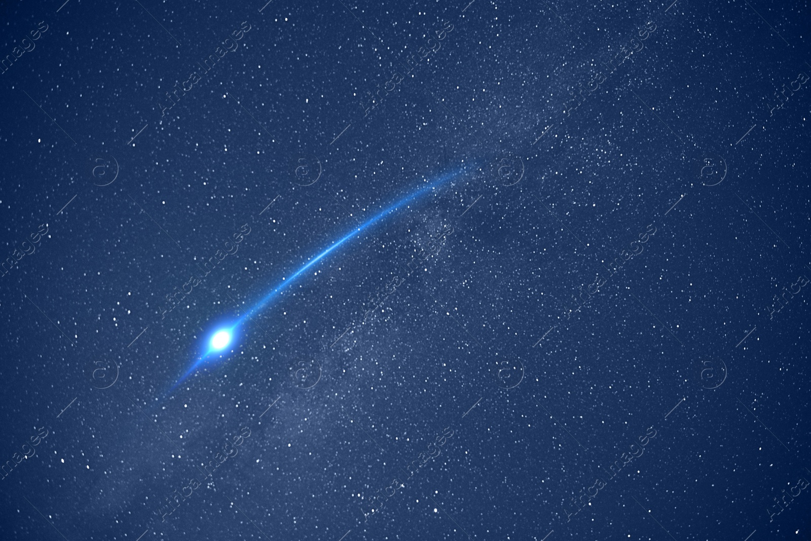 Image of Beautiful view of shooting star in night sky