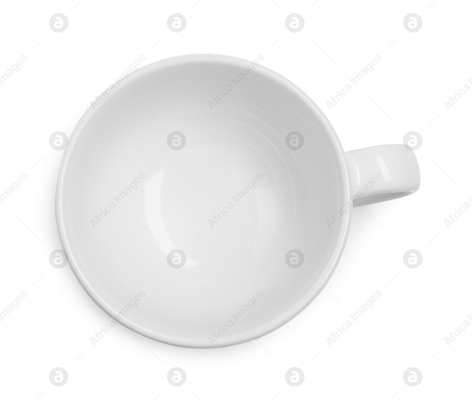 Photo of Ceramic cup isolated on white, top view