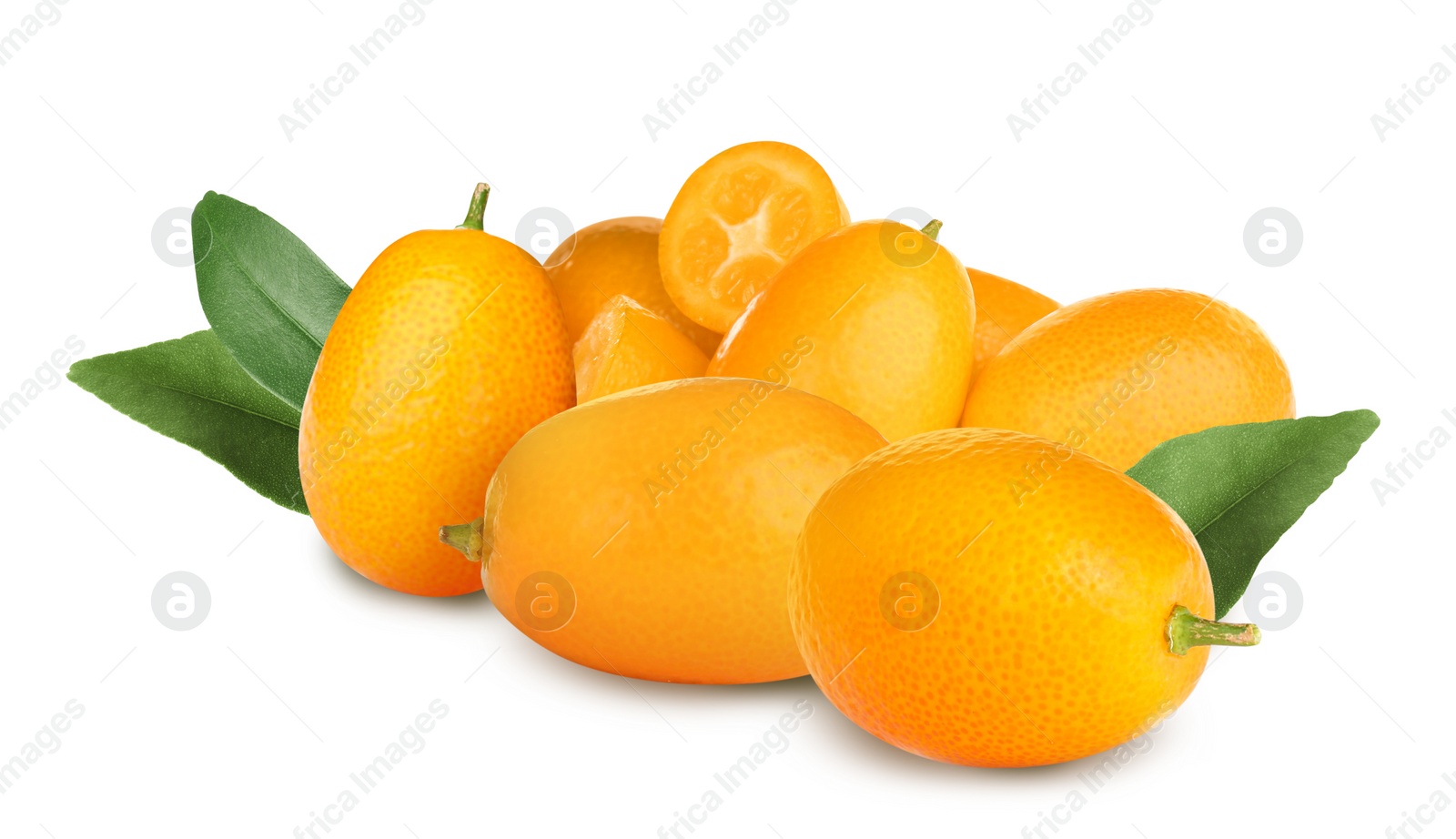 Image of Fresh ripe kumquat fruits on white background