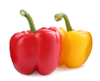 Fresh ripe bell peppers isolated on white