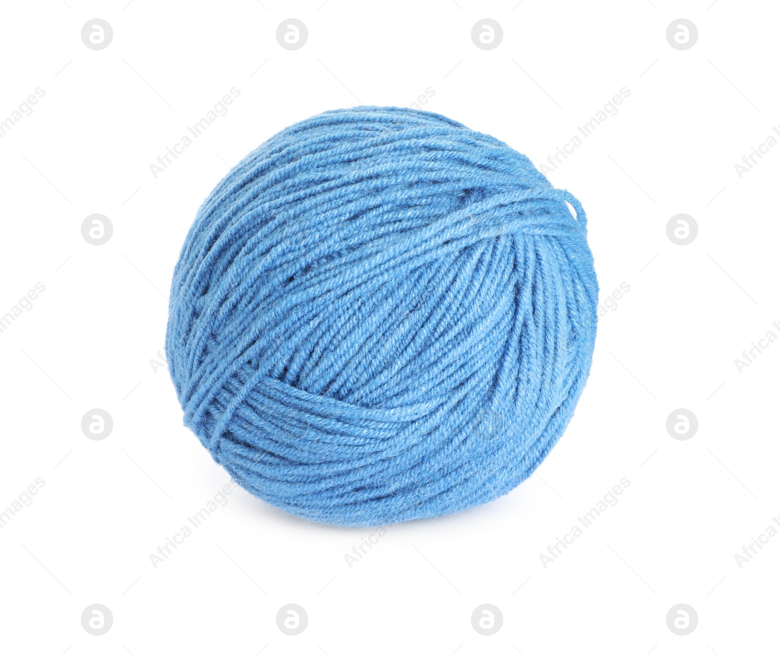 Photo of Soft light blue woolen yarn isolated on white