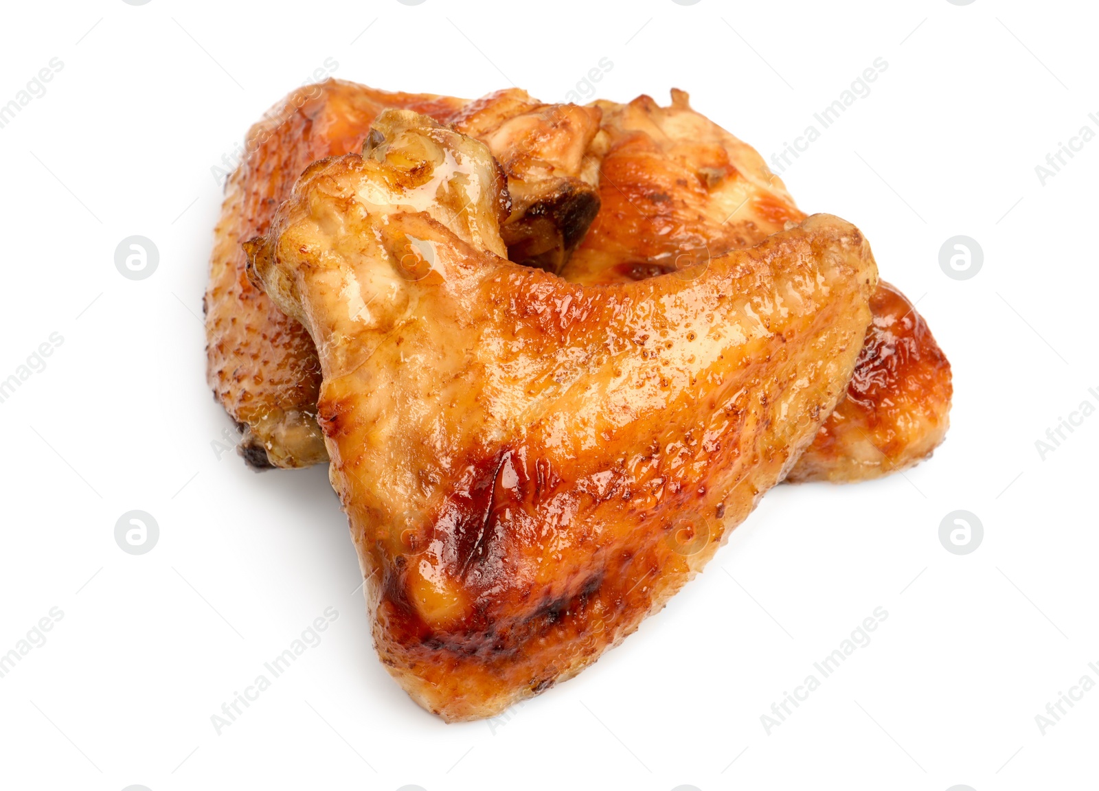 Photo of Delicious fried chicken wings isolated on white background