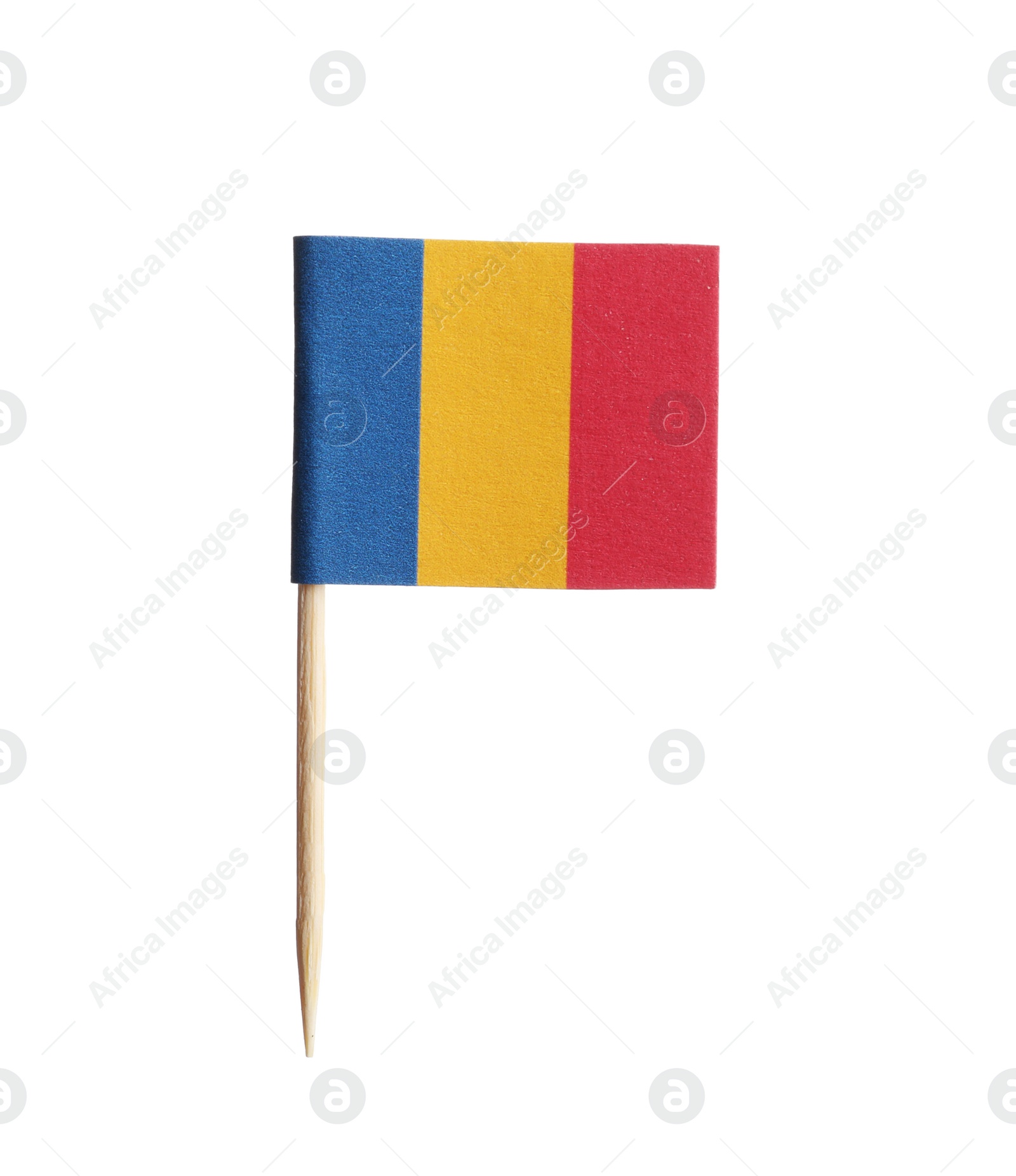 Photo of Small paper flag of Romania isolated on white