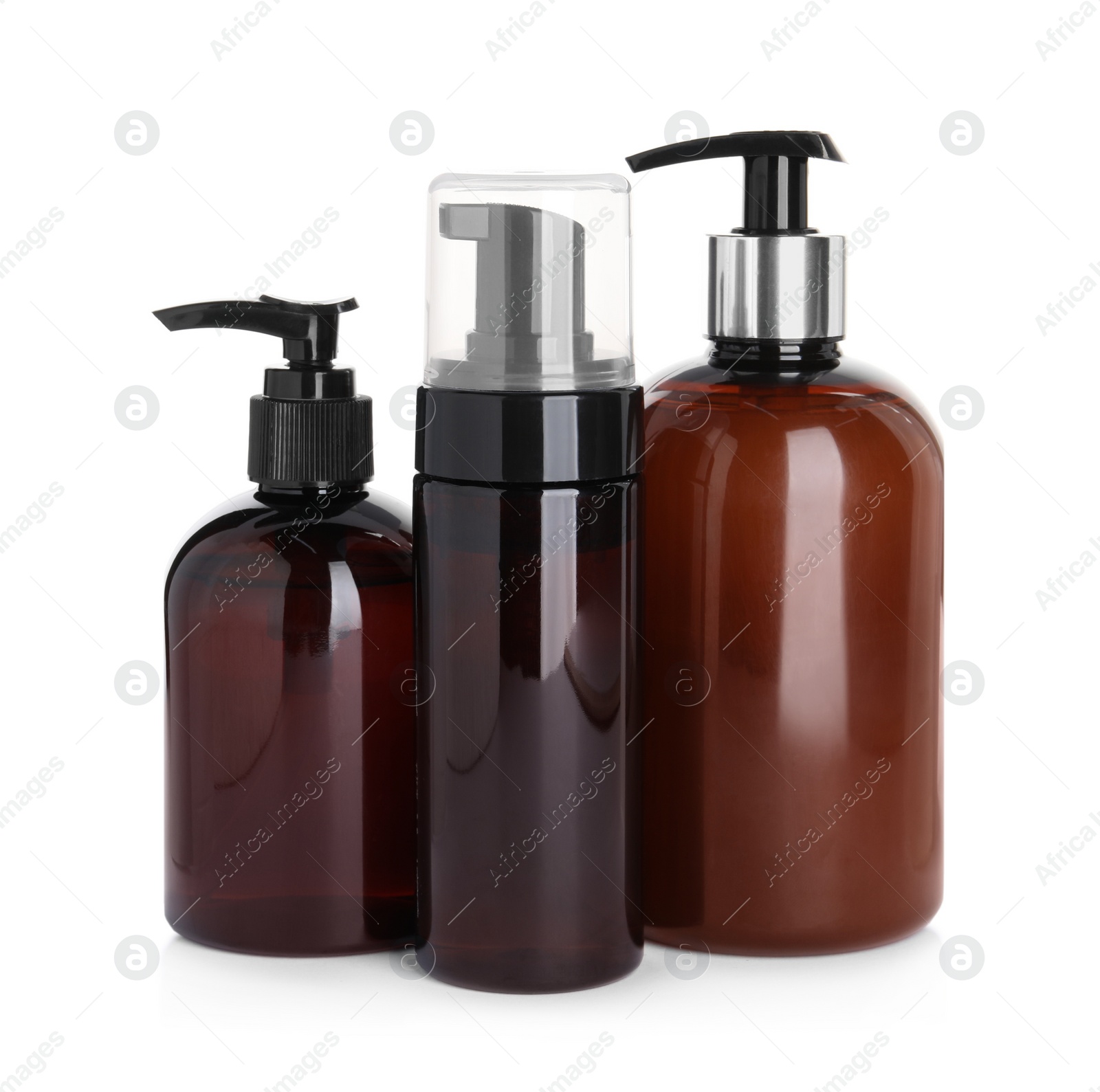 Photo of Different face cleansing products isolated on white