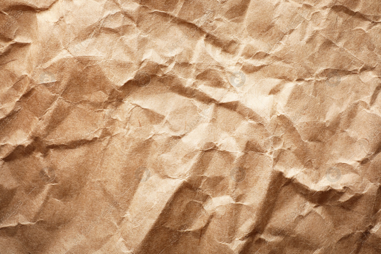 Photo of Brown paper bag texture as background, top view