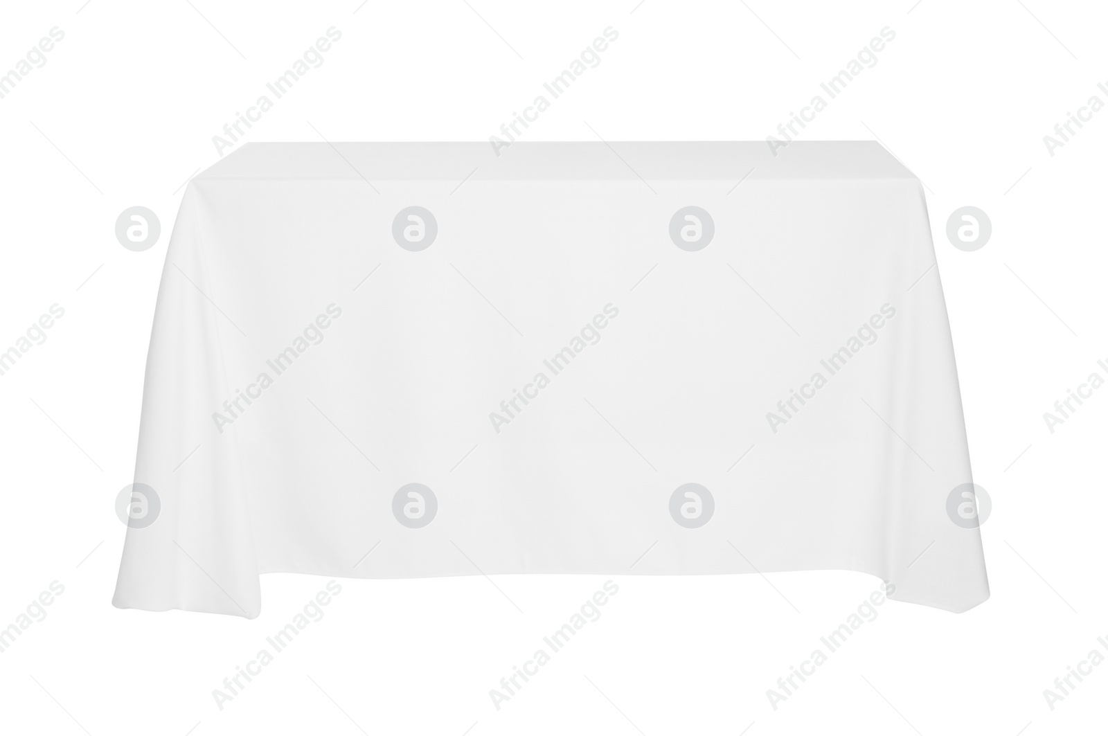 Photo of Table with white tablecloth isolated on white