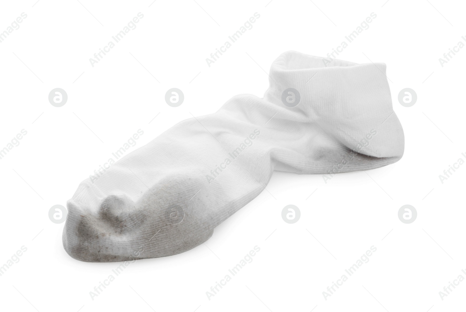 Photo of One used dirty sock isolated on white