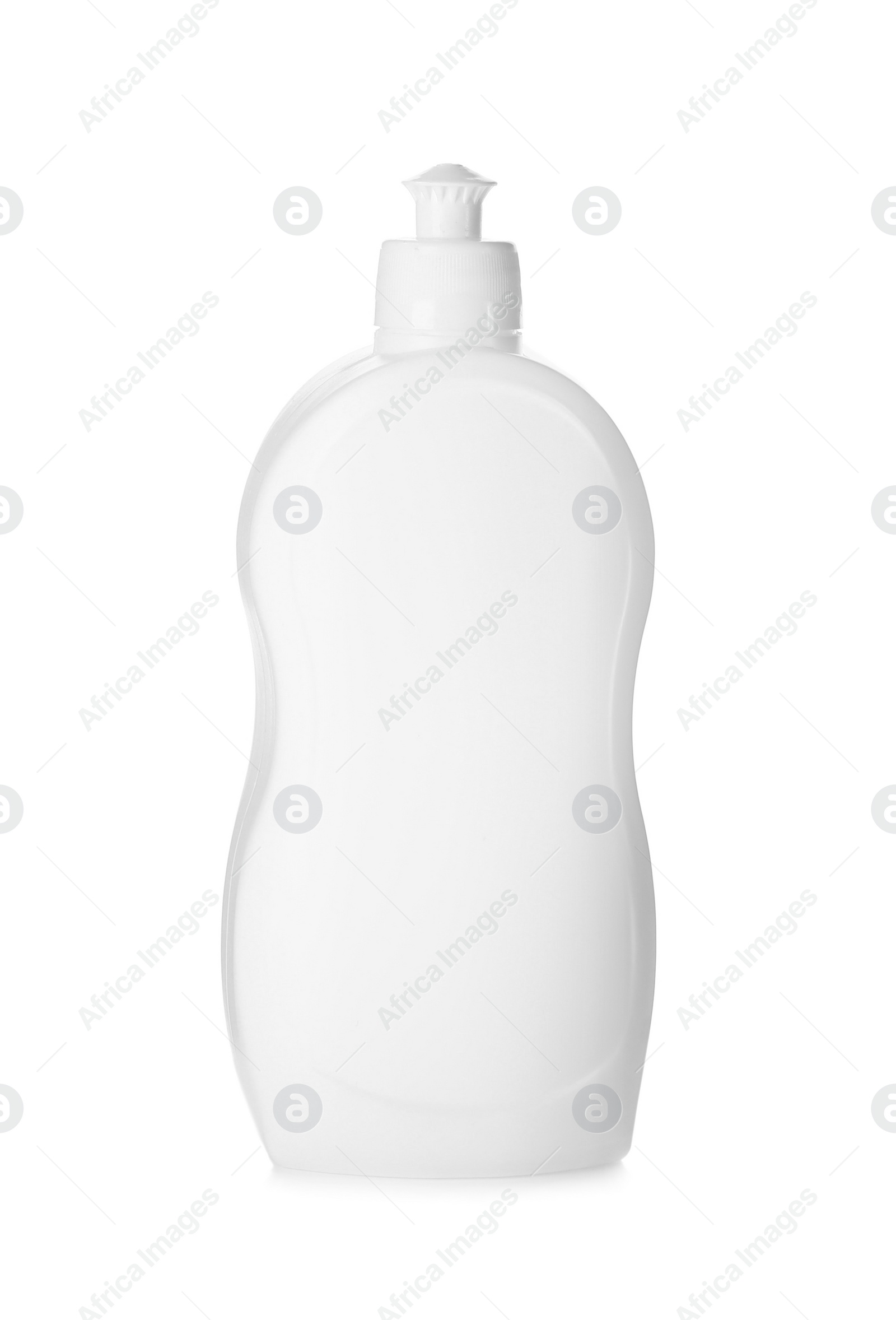 Photo of Bottle of detergent isolated on white. Cleaning supply