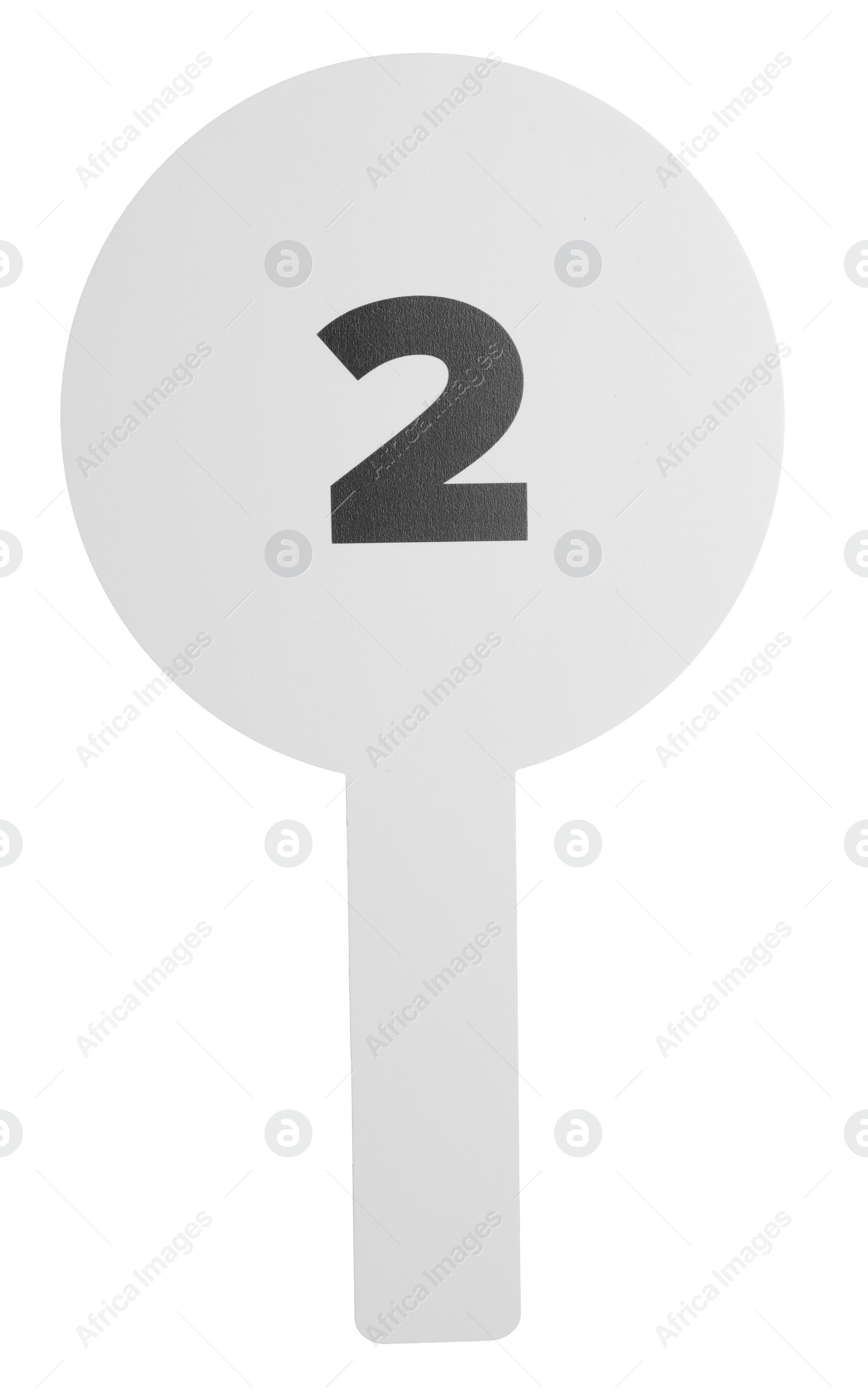 Photo of Auction paddle with number 2 isolated on white