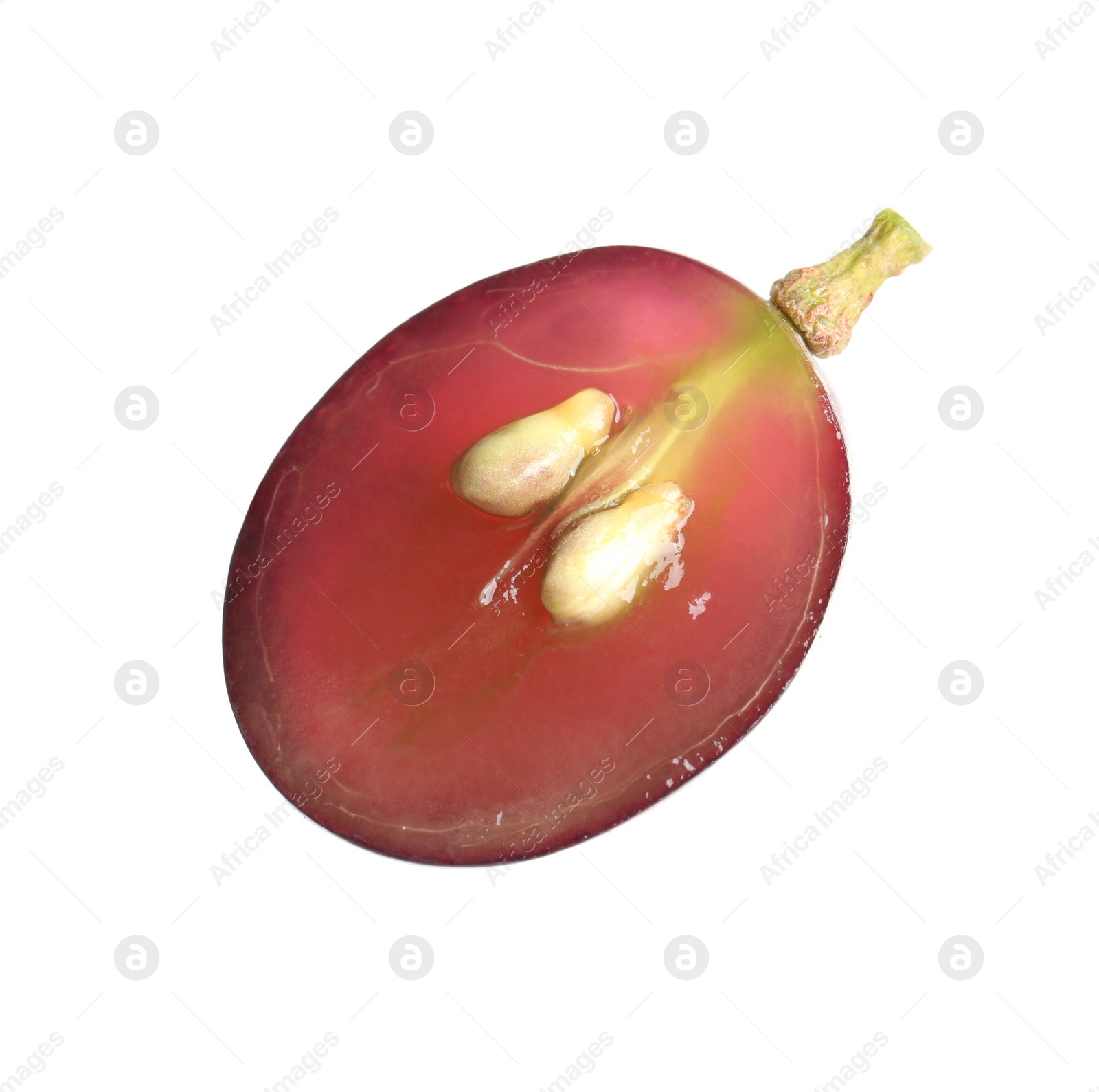 Photo of Half of delicious ripe red grape isolated on white