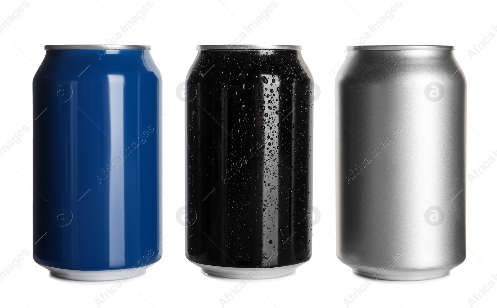 Photo of Aluminum cans on white background. Mockup for design