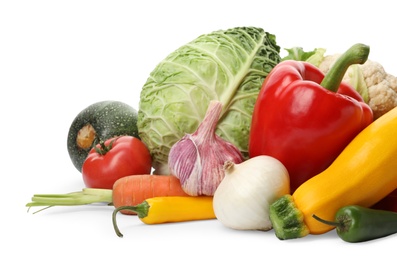 Different fresh ripe vegetables isolated on white