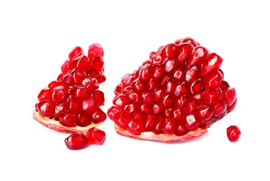 Photo of Fresh ripe pomegranate seeds isolated on white