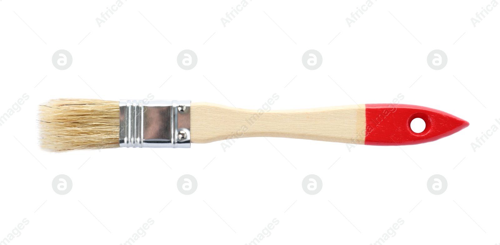 Photo of Thin wooden paint brush on white background