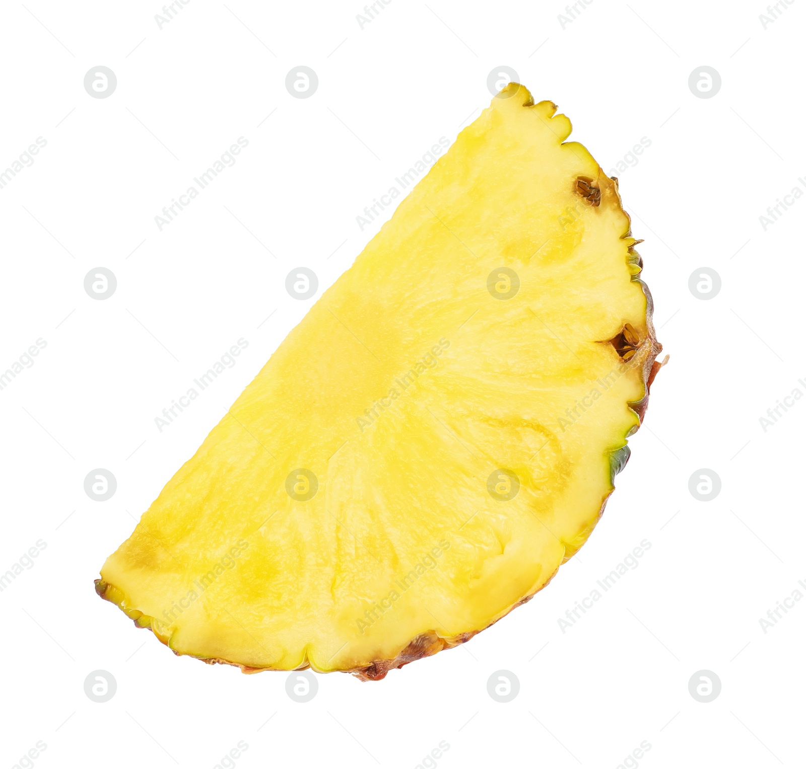 Photo of Slice of tasty ripe pineapple isolated on white