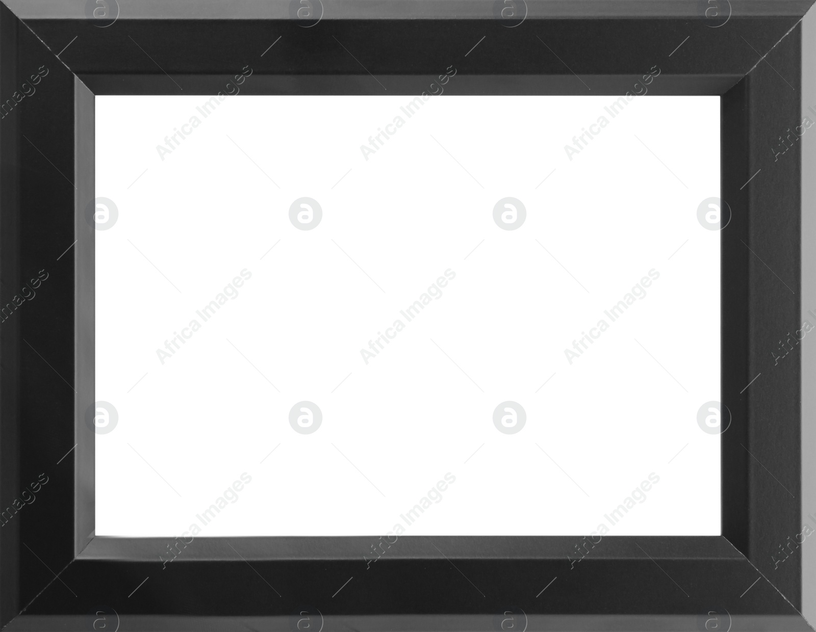 Image of Black frame with blank white background. Mockup for design