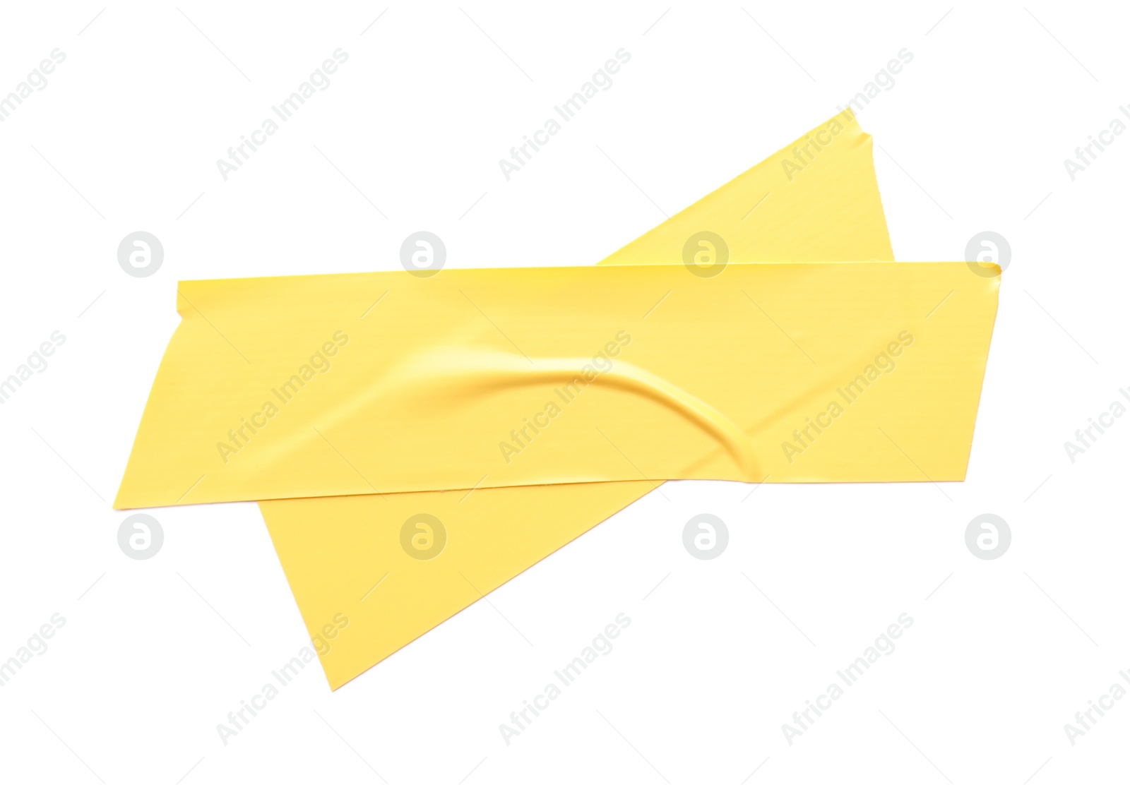 Photo of Cross of yellow insulating tape isolated on white, top view