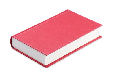 One closed red hardcover book isolated on white