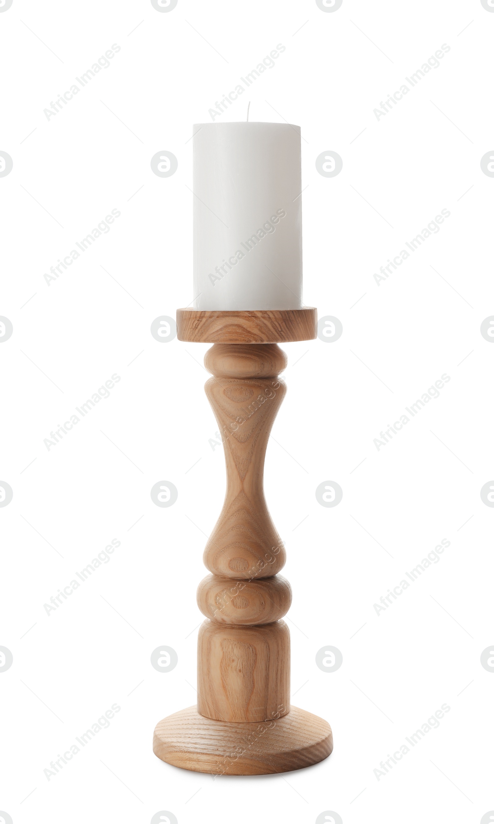 Photo of Elegant candlestick with candle isolated on white