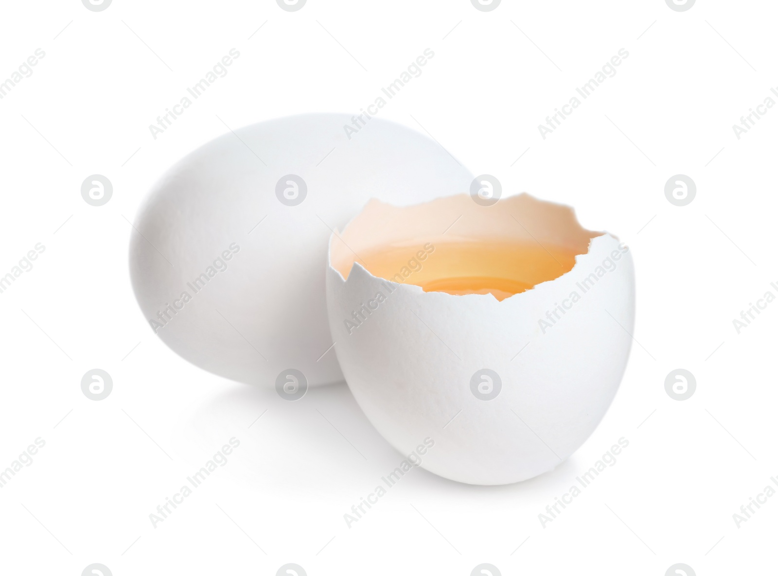 Photo of Fresh raw chicken eggs isolated on white