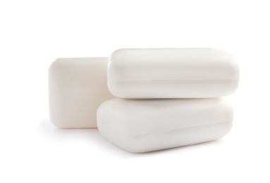 Soap bars on white background. Personal hygiene