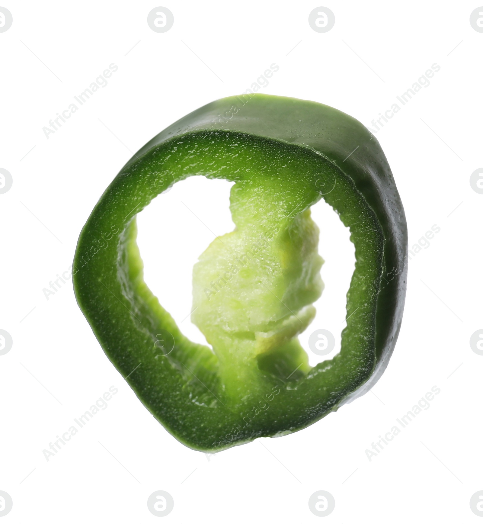 Photo of One piece of fresh chili pepper isolated on white