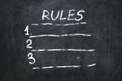 Image of Chalkboard with list of rules as background