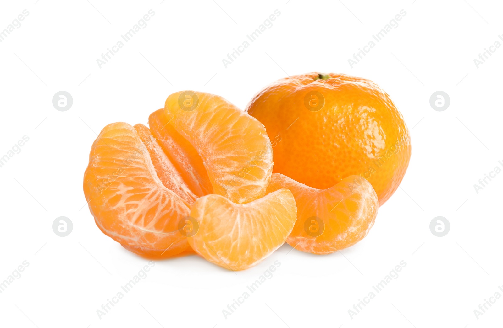 Photo of Fresh ripe juicy tangerines isolated on white