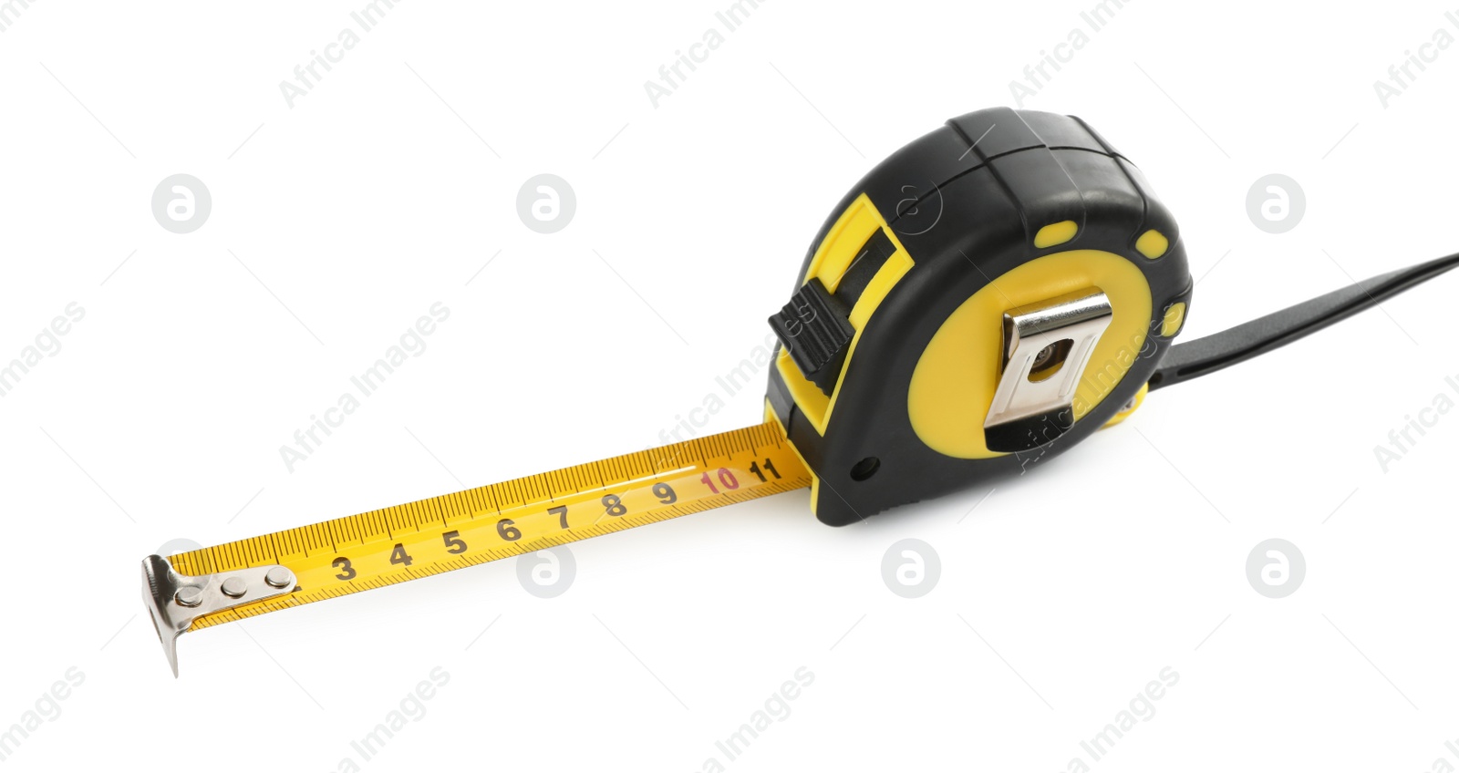 Photo of Tape measure isolated on white. Construction tool