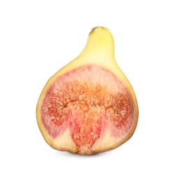 Photo of Half of tasty orange fig isolated on white