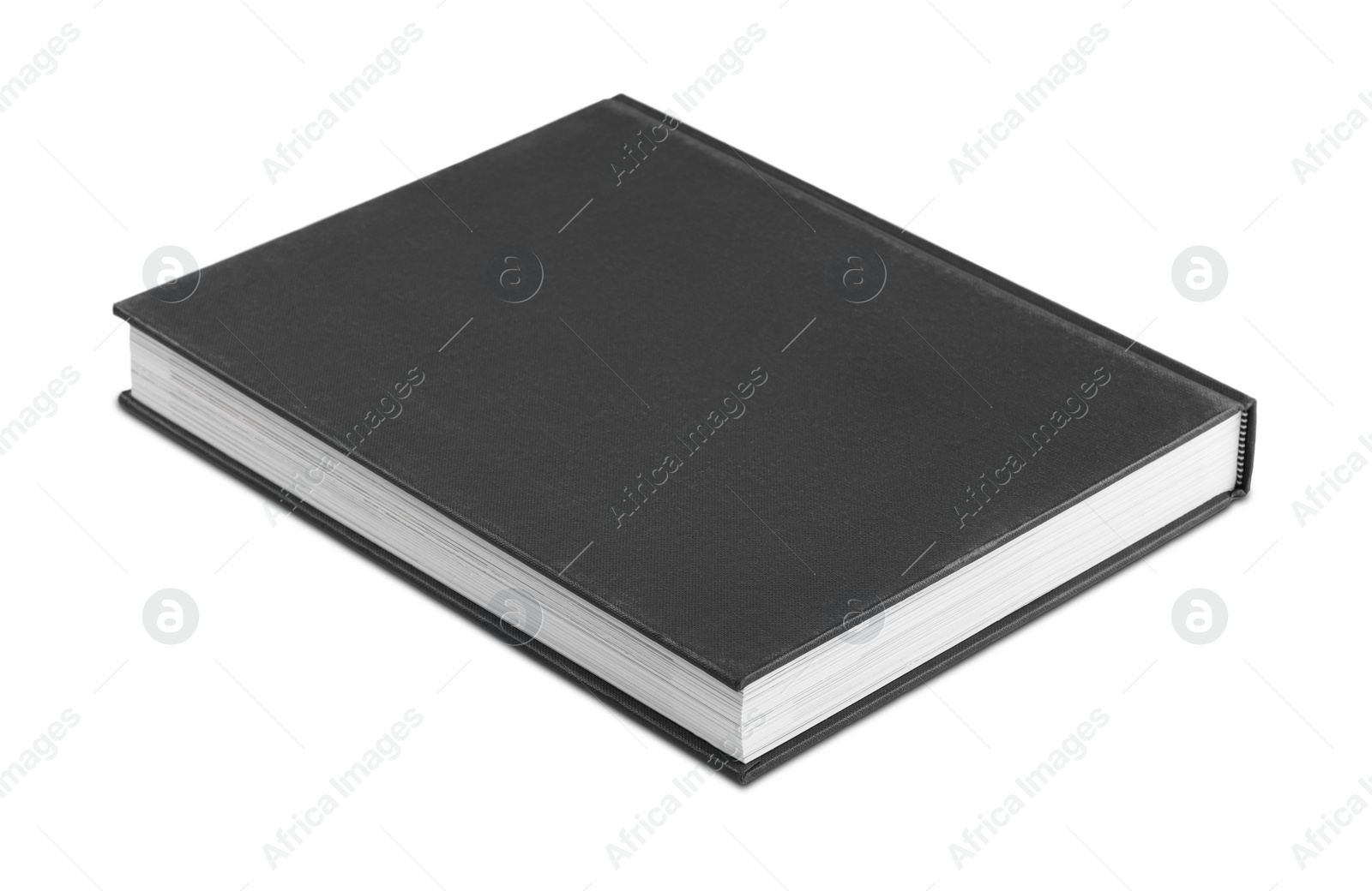 Photo of One closed black hardcover book isolated on white