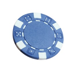 Photo of Blue casino chip isolated on white. Poker game
