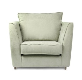 Image of One comfortable beige armchair isolated on white