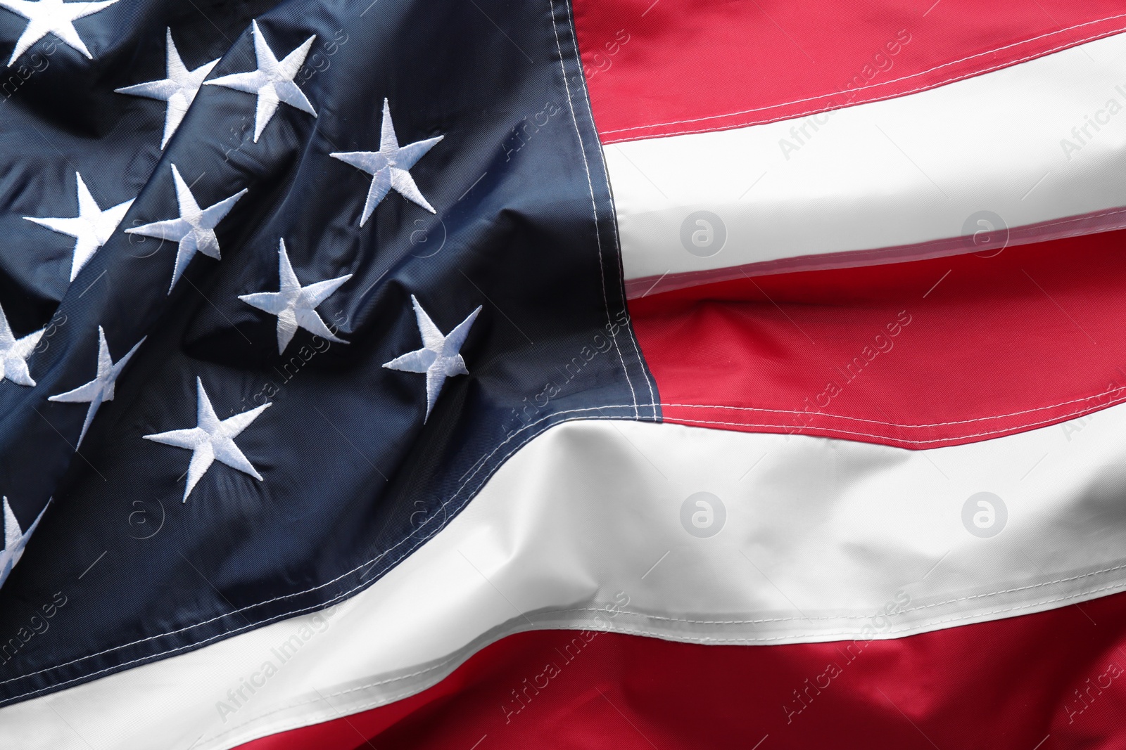 Photo of American flag as background, top view. National symbol of USA