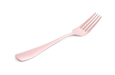 Photo of New clean shiny fork isolated on white