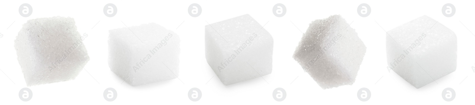 Image of Refined sugar cubes isolated on white, set