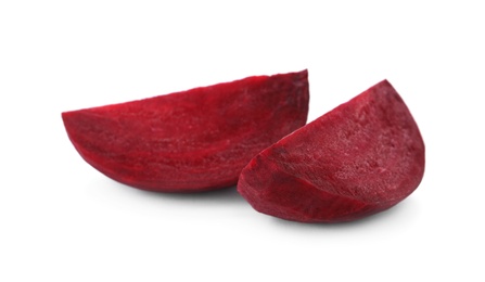 Cut fresh red beet isolated on white