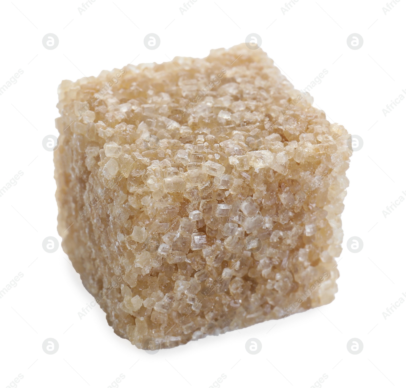 Photo of One brown sugar cube isolated on white