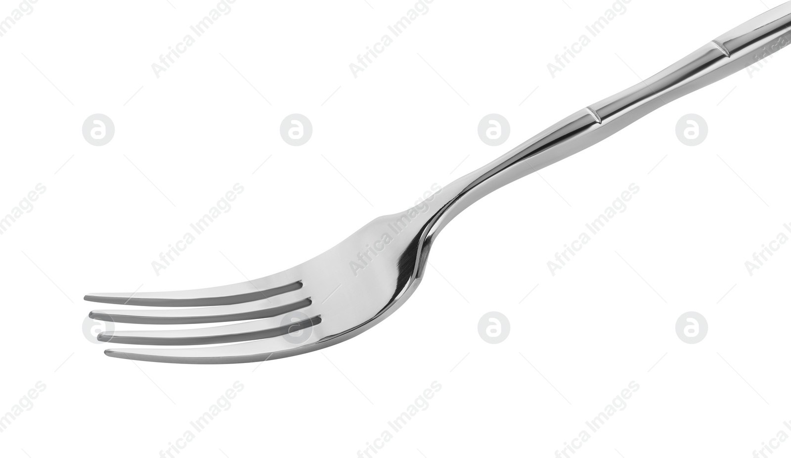 Photo of One shiny metal fork isolated on white