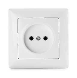 Power socket on white background. Electrician's equipment