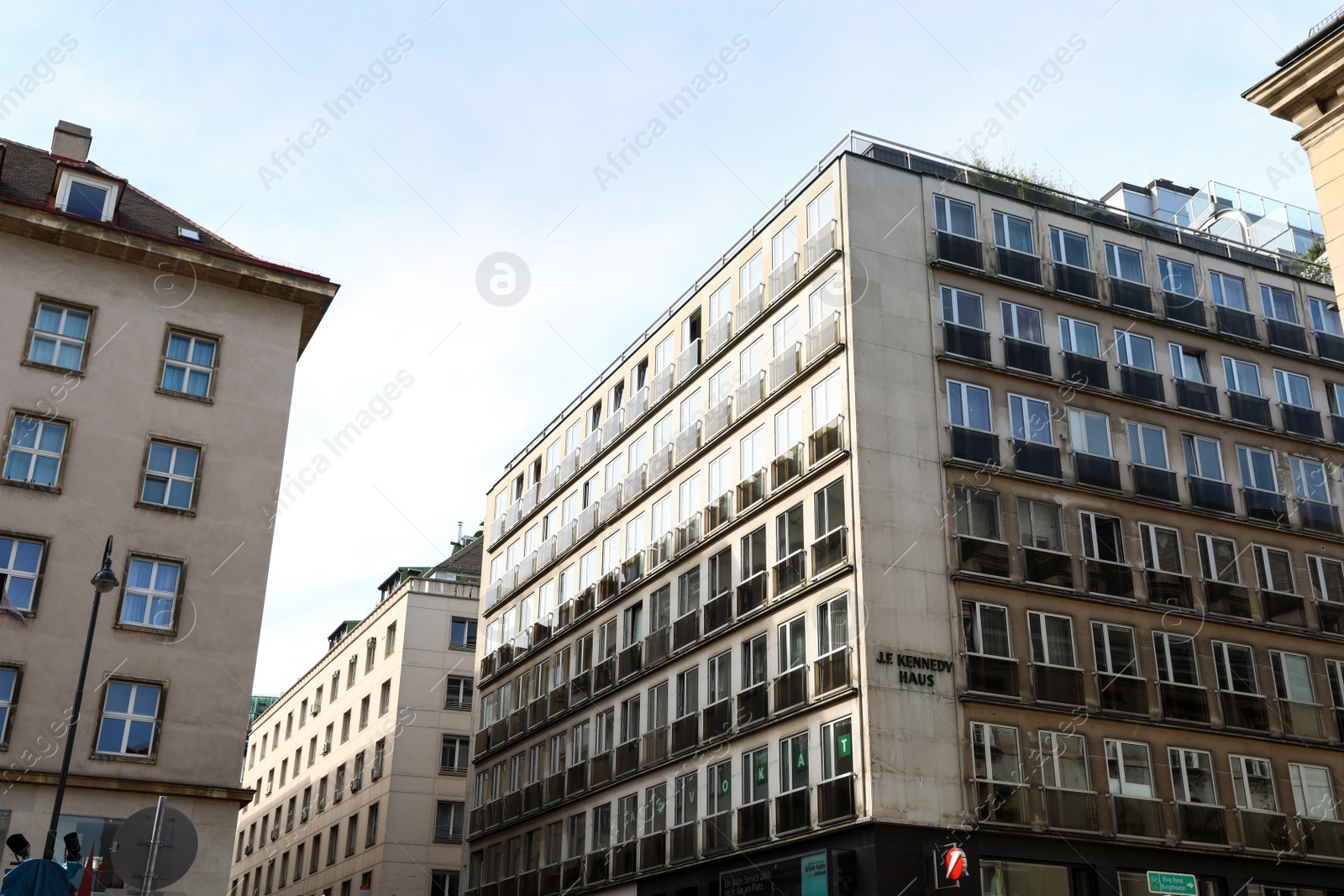 Photo of VIENNA, AUSTRIA - APRIL 26, 2019: Building exterior named after American president J.F.Kennedy