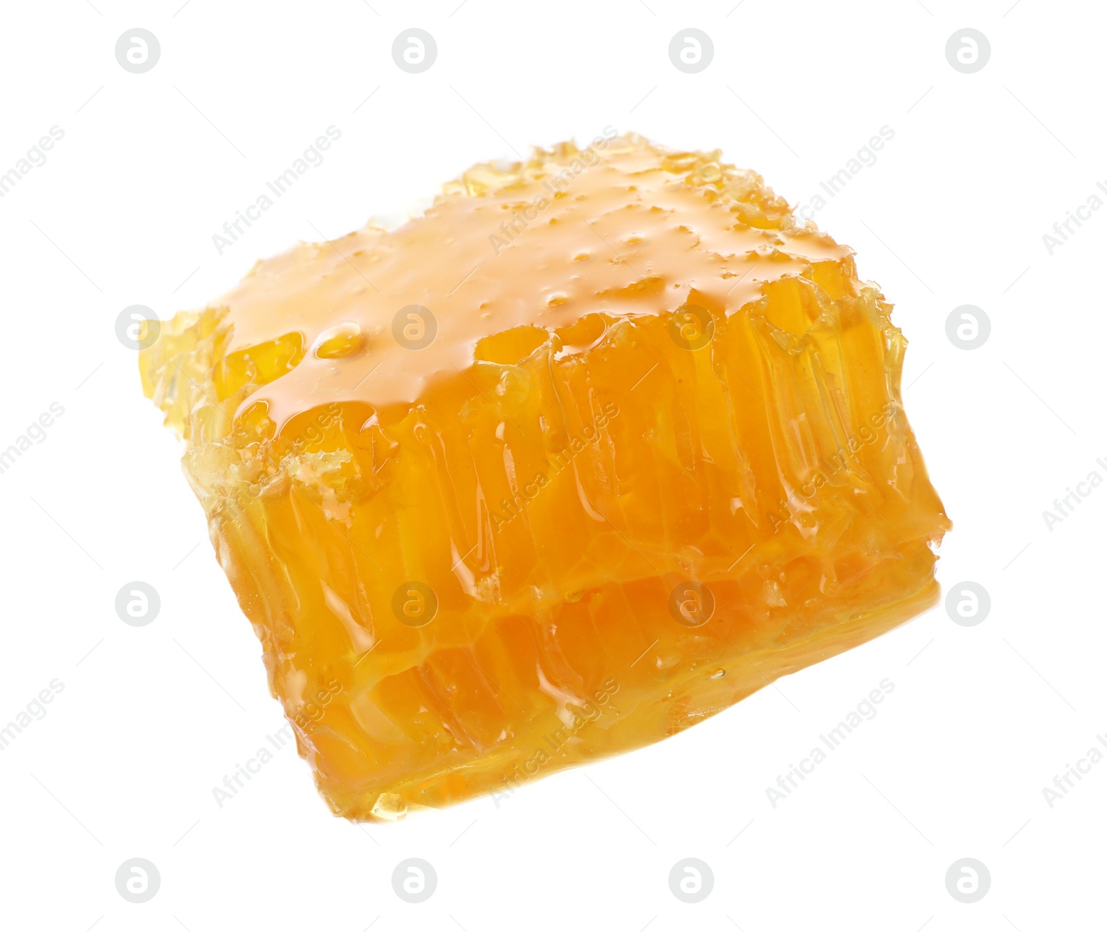 Photo of Natural honeycomb with tasty honey isolated on white