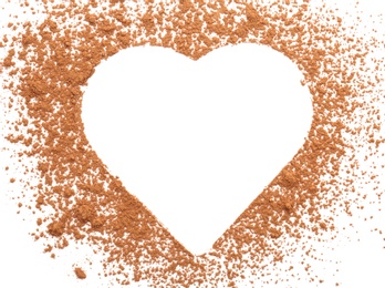 Photo of Composition with cocoa powder on white background