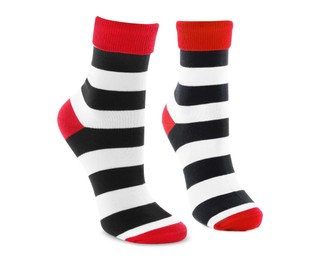 Image of Pair of striped socks isolated on white