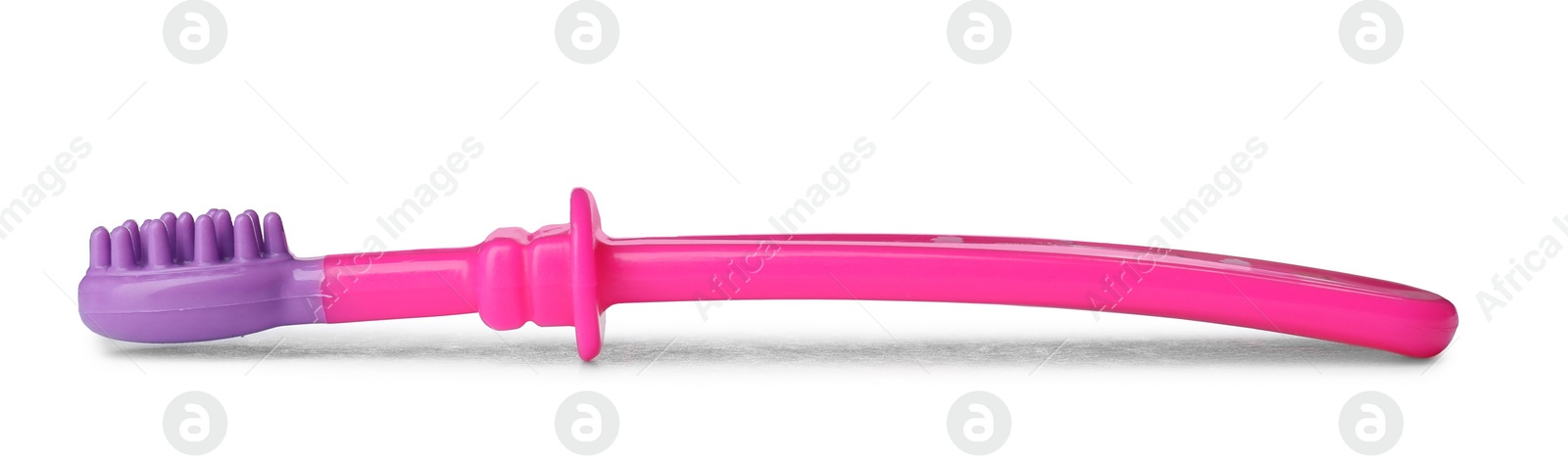 Photo of Manual toothbrush for child on white background. Dental care